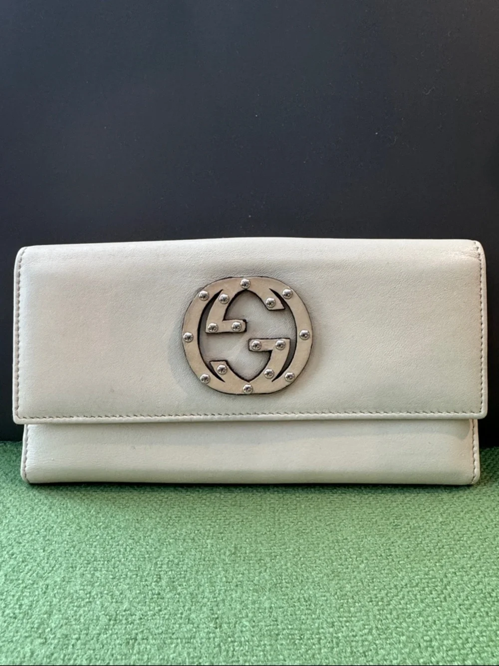 Gucci Leather Wallet with Studded Double-G Emblem